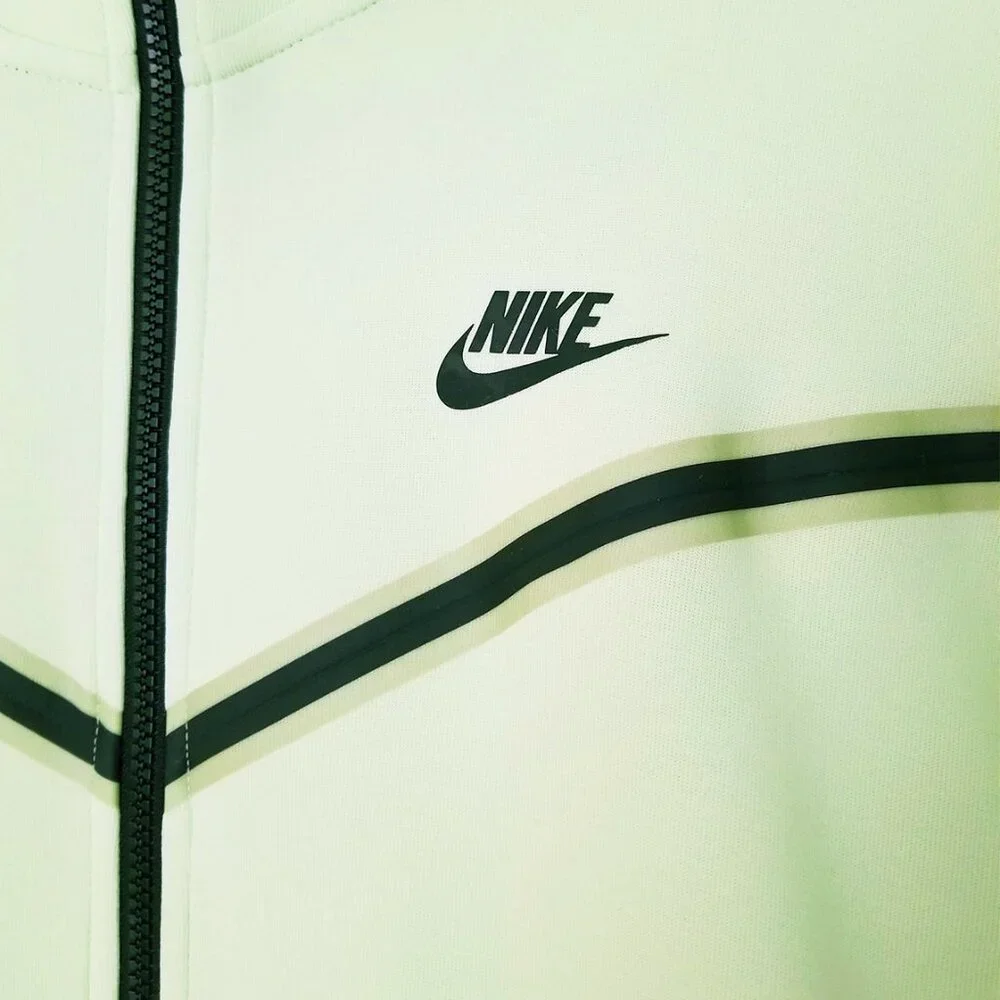 Nike Sportswear Men's L Tech Fleece Full-Zip Hoodie in Light Liquid Lime Black - Picture 9 of 16